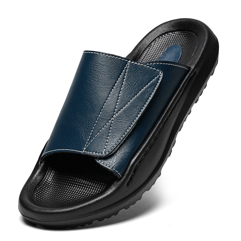 Men Shoes Velcro - شباشب جلدية سهلة الارتداء للرجال، أحذية