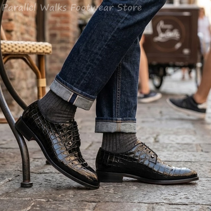 Men Shoes Oxford - أحذية أكسفورد رجالية من الجلد اللامع