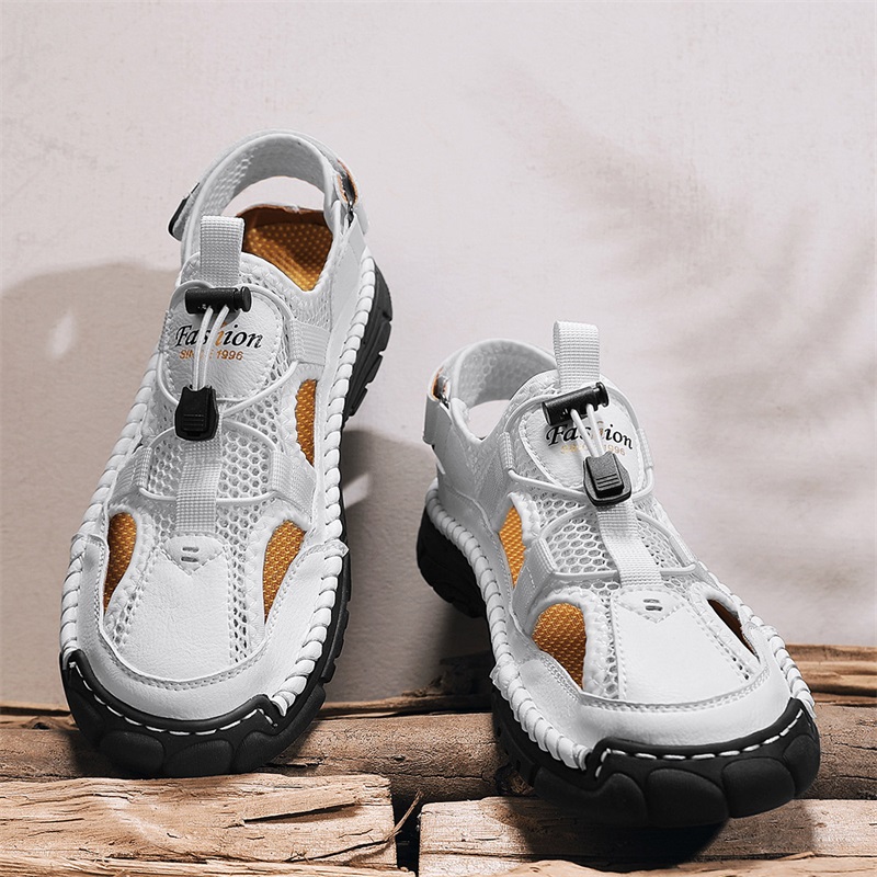 Men Shoes Velcro - صنادل رجالية بسيطة مطبوعة بأحرف مصنوعة