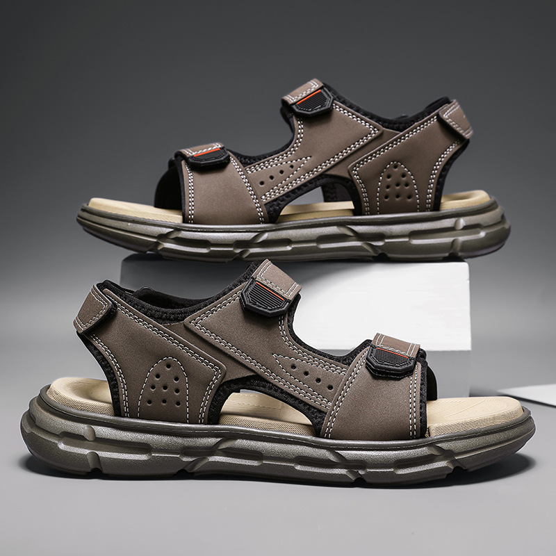 Men Shoes Velcro - صنادل رجالية صيفية للاستخدام الخارجي، مقاومة