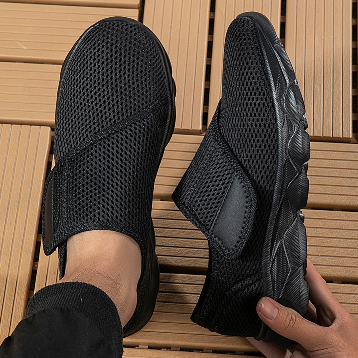 أحذية رجالية جديدة للمشي مصنوع - مراجعة Men Shoes Velcro وسعره