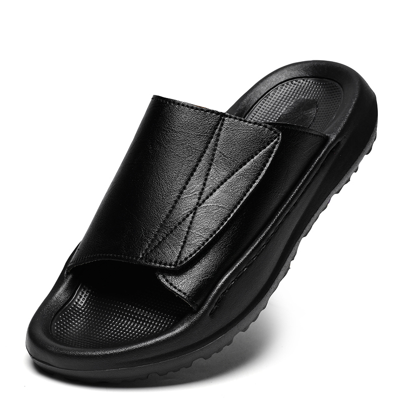 شباشب جلدية سهلة الارتداء للرج - مراجعة Men Shoes Velcro وسعره