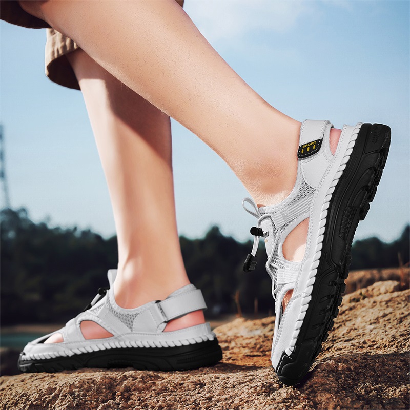 صنادل رجالية بسيطة مطبوعة بأحر - مراجعة Men Shoes Velcro وسعره